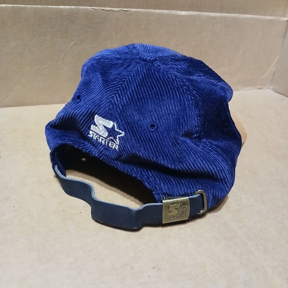 VIntage USA Olympics Starter Corduroy Hat Cap Blue Tan Baseball Hat - Picture 2 of 3